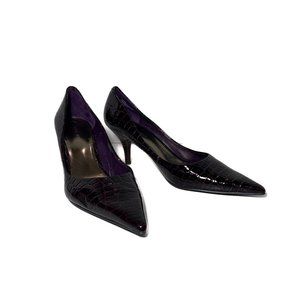 Nine West Croc Embossed Purple Pumps Size 7